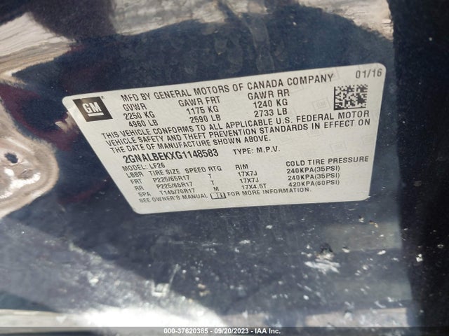 Chevrolet EQUINOX LS 2016 2GNALBEKXG1148583 Image 9