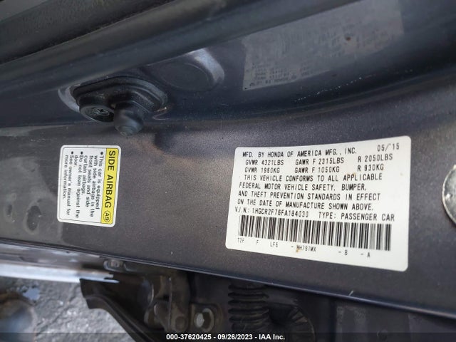 Honda Accord Sedan Ex 2015 1HGCR2F76FA184030 Image 9