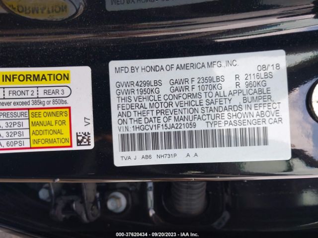 1HGCV1F15JA221059 Honda Accord Sedan Lx 1.5t