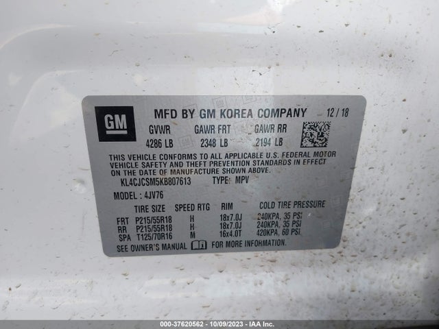 KL4CJCSM5KB807613 Buick Encore Essence