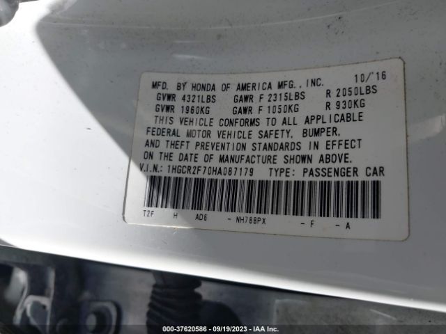 1HGCR2F70HA087179 Honda Accord Sedan Ex