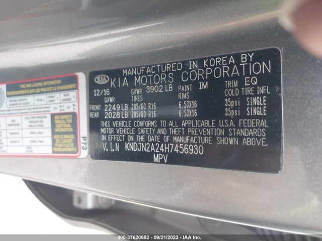 KIA Soul Base 2017 KNDJN2A24H7456930 Image 9