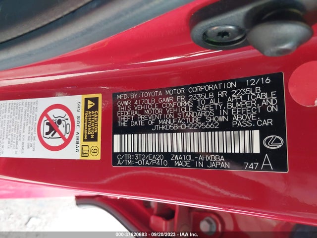 JTHKD5BH0H2295662 Lexus Ct Ct 200h