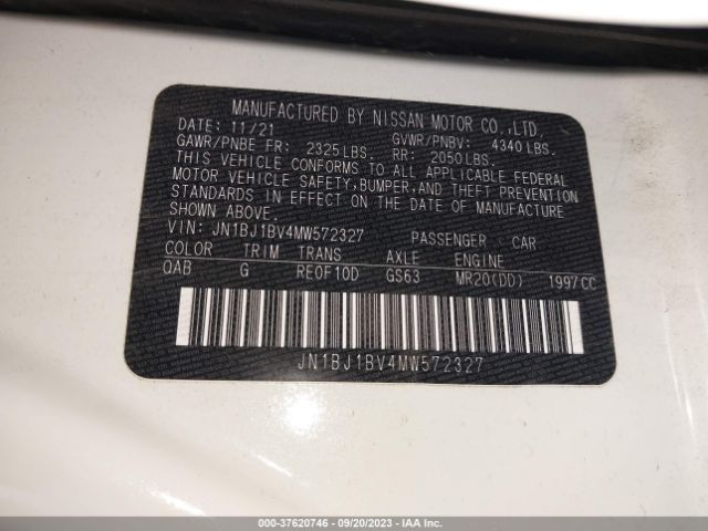 JN1BJ1BV4MW572327 Nissan Rogue Sport Sv