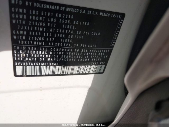 2019 VOLKSWAGEN TIGUAN 3VV3B7AX5KM019043 Photo 8