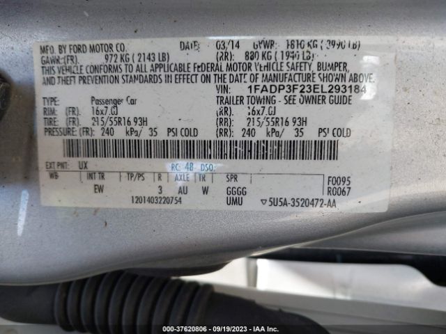 1FADP3F23EL293184 Ford FOCUS SE