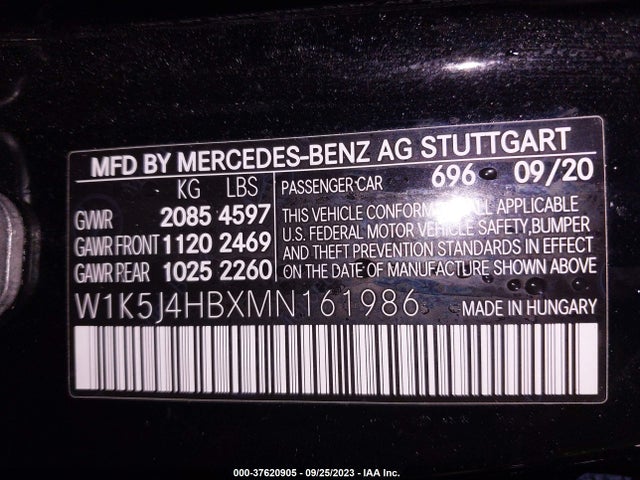 W1K5J4HBXMN161986 Mercedes-Benz Cla Cla 250