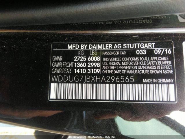 WDDUG7JBXHA296565 Mercedes-Benz S-class Amg S 63
