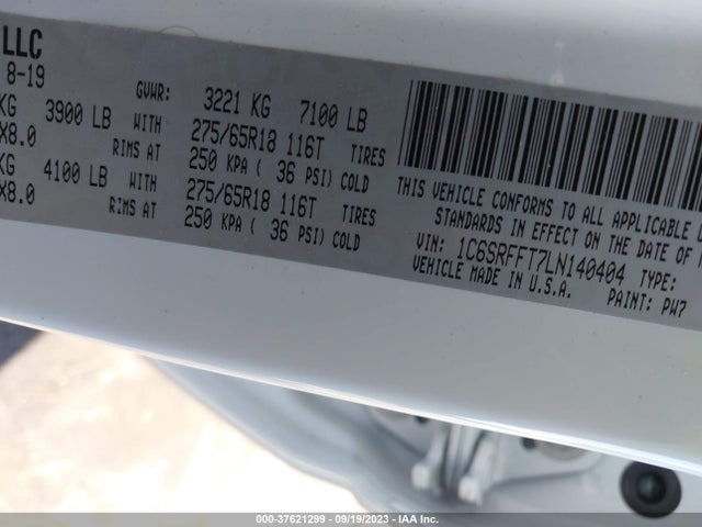 RAM 1500 Big Horn 2020 1C6SRFFT7LN140404 Image 9