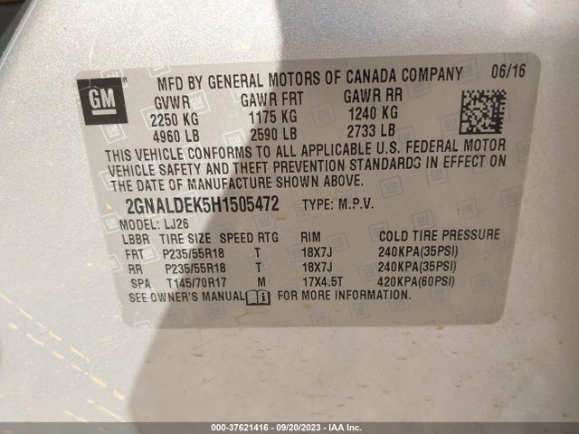 Chevrolet Equinox Premier 2017 2GNALDEK5H1505472 Image 9