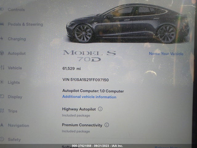 Tesla Model S 70d 2015 5YJSA1S21FF097150 Image 7