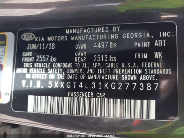 5XXGT4L31KG277387 KIA Optima Lx