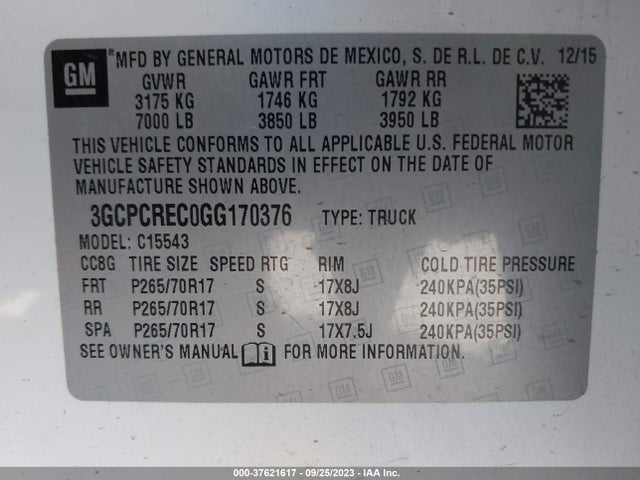 Chevrolet Silverado 1500 Lt 2016 3GCPCREC0GG170376 Image 9