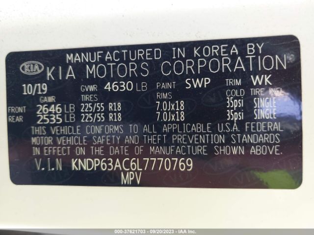 KNDP63AC6L7770769 KIA SPORTAGE S