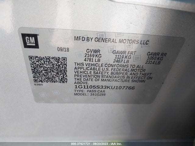Chevrolet Impala Premier 2019 1G1105S33KU107766 Image 9