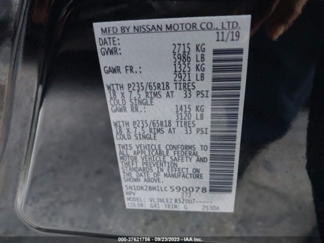 5N1DR2BM1LC590078 Nissan Pathfinder Sv