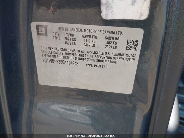 Chevrolet Impala Limited Lt 2016 2G1WB5E38G1104943 Image 15