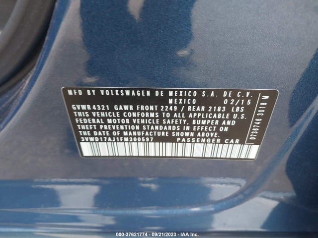 3VWD17AJ1FM300597 Volkswagen Jetta Sedan 1.8t Se