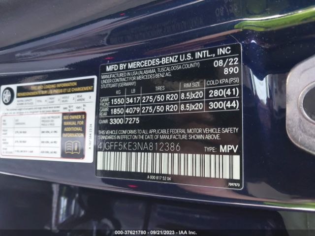 4JGFF5KE3NA812386 Mercedes-Benz Gls Gls 450