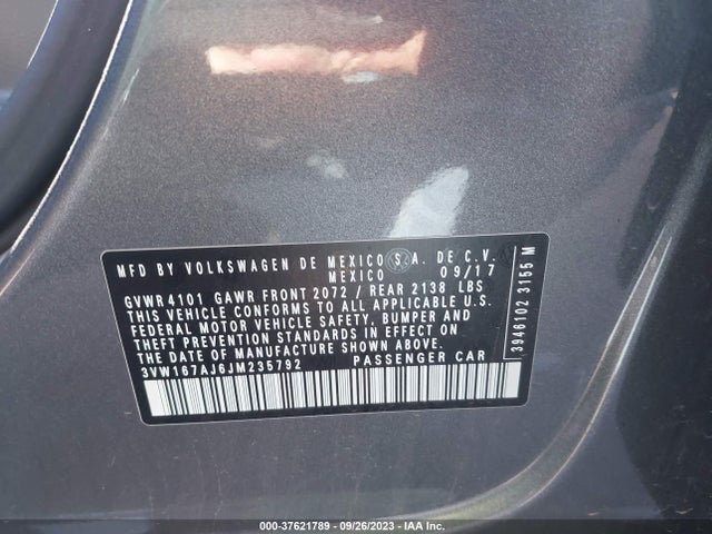 3VW167AJ6JM235792 Volkswagen Jetta 1.4t S