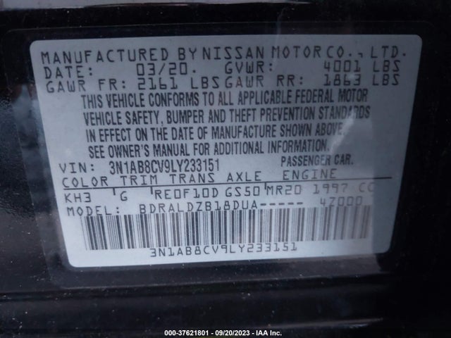 Nissan SENTRA SV 2020 3N1AB8CV9LY233151 Image 9