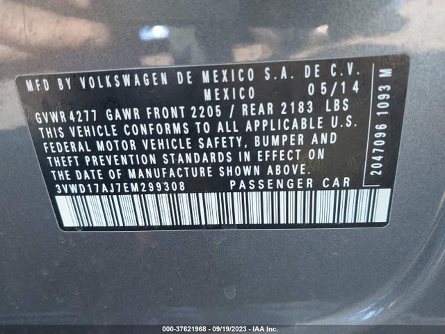 3VWD17AJ7EM299308 Volkswagen Jetta Sedan Se