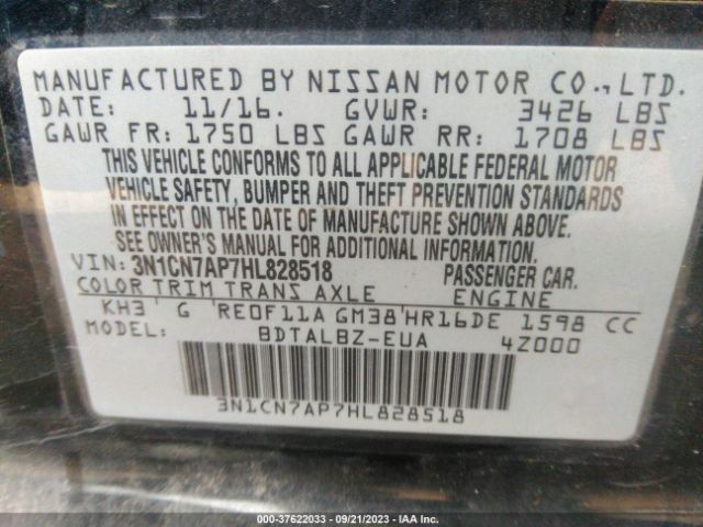3N1CN7AP7HL828518 Nissan Versa Sedan Sv