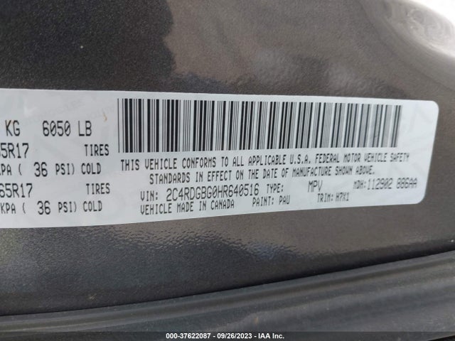 Dodge Grand Caravan Se 2017 2C4RDGBG0HR640516 Image 9