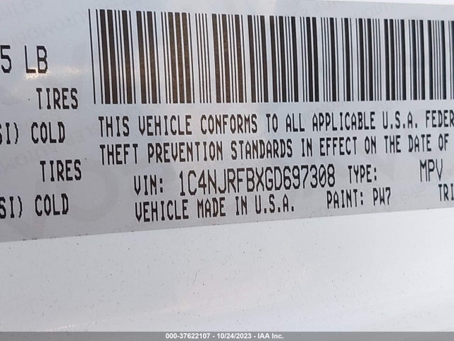 1C4NJRFBXGD697308 Jeep Patriot High Altitude Edition
