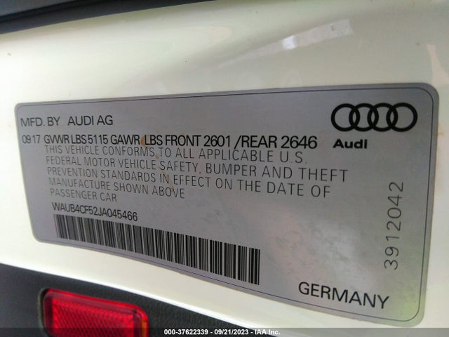 WAUB4CF52JA045466 Audi S5 Sportback Premium Plus