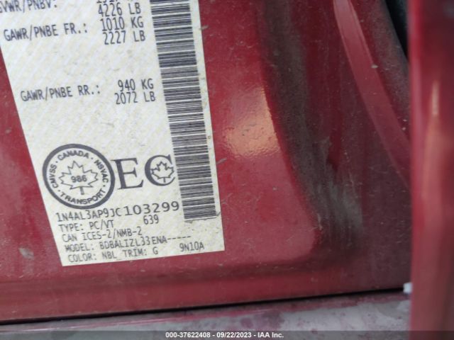 1N4AL3AP9JC103299 Nissan Altima 2.5 Sv
