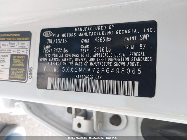 KIA OPTIMA EX 2015 5XXGN4A72FG498065 Image 13