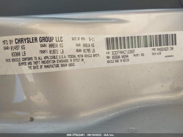 2012 FIAT 500 3C3CFFAR4CT123937 Photo 8