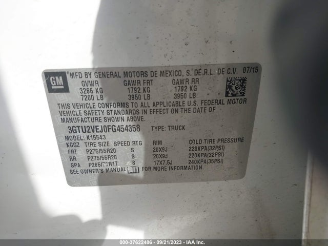 GMC Sierra 1500 Slt 2015 3GTU2VEJ0FG454358 Image 9