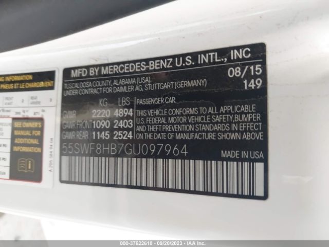 55SWF8HB7GU097964 Mercedes-Benz C-class Amg C 63 S