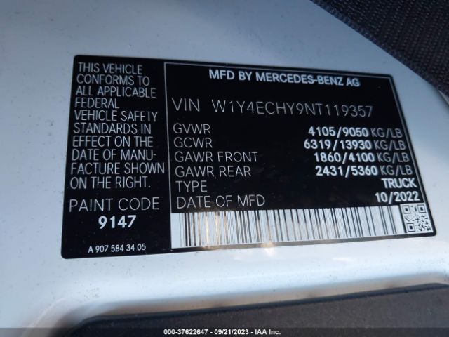 W1Y4ECHY9NT119357 Mercedes-Benz SPRINTER CARGO VAN