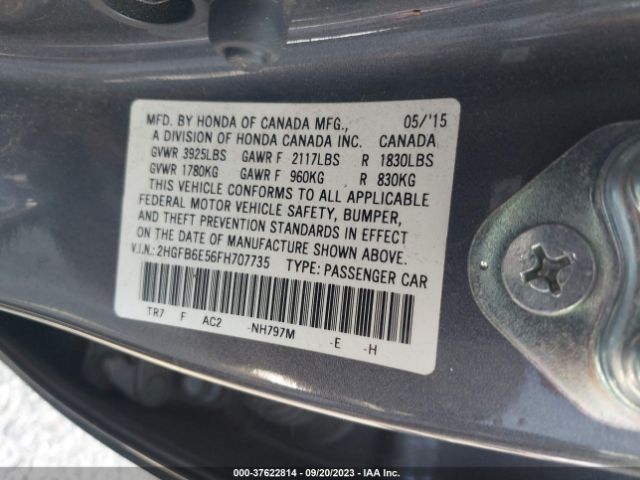2HGFB6E56FH707735 Honda Civic Sedan Si