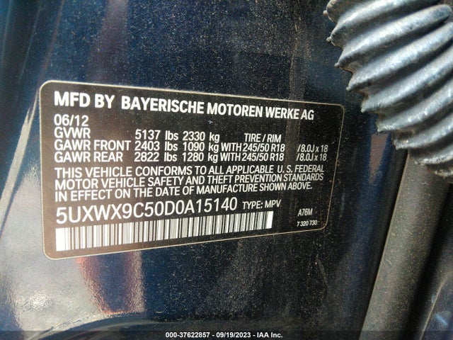 2013 BMW X3 XDRIVE28I VIN: 5UXWX9C50D0A15140