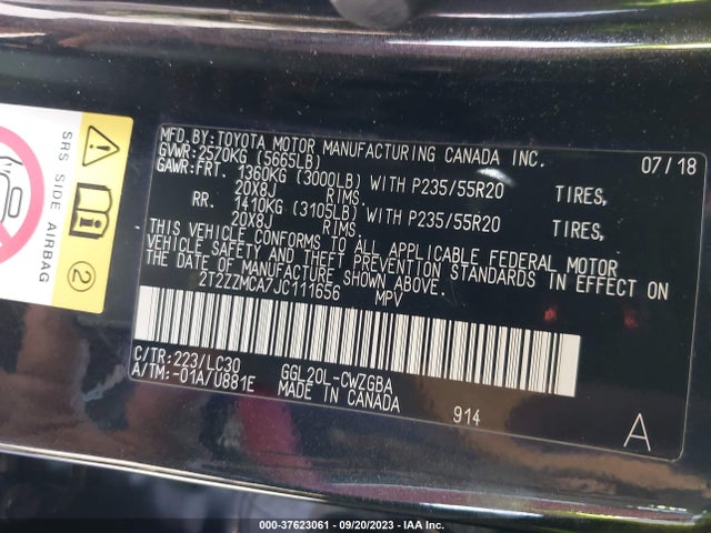 2T2ZZMCA7JC111656 Lexus Rx Rx 350