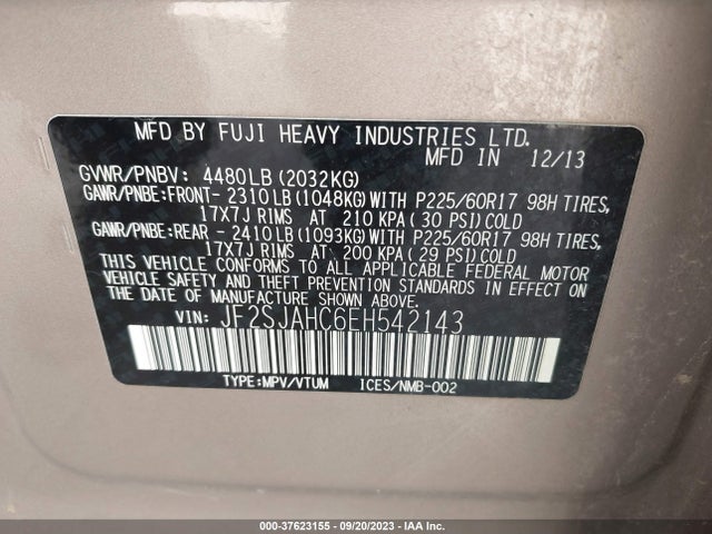 JF2SJAHC6EH542143 Subaru Forester 2.5i Limited