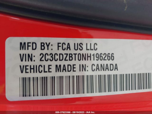 2C3CDZBT0NH196266 Dodge Challenger R/t