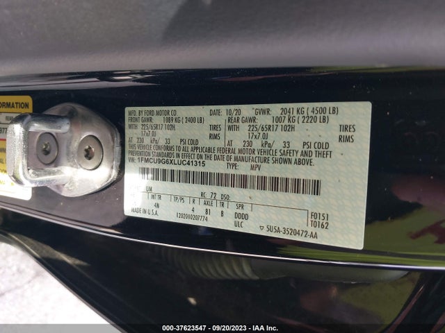 Ford ESCAPE SE 2020 1FMCU9G6XLUC41315 Image 15