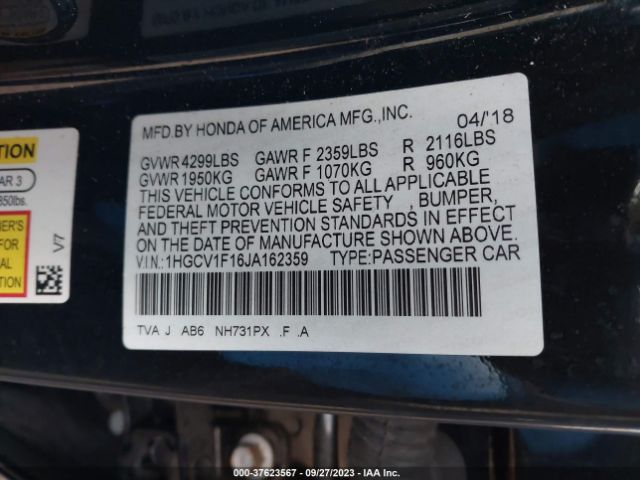 1HGCV1F16JA162359 Honda Accord Sedan Lx 1.5t