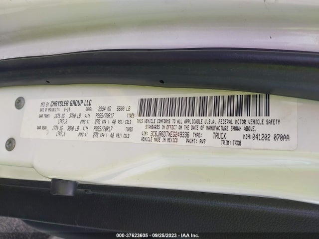 2014 RAM 1500 TRADESMAN VIN: 3C6JR6DTXEG249336
