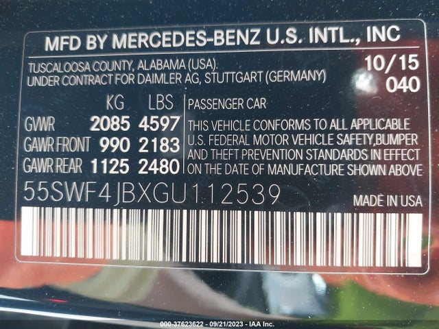 55SWF4JBXGU112539 Mercedes-Benz C-class C 300