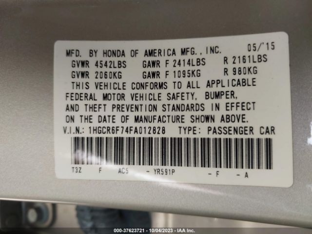 1HGCR6F74FA012828 Honda Accord Hybrid Touring