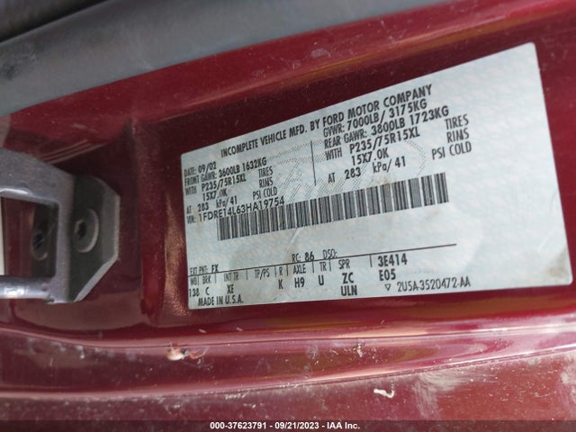 2003 FORD E-150 RECREATIONAL VIN: 1FDRE14L63HA19754