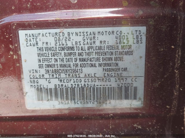 Nissan SENTRA SV 2022 3N1AB8CV5NY296413 Image 9