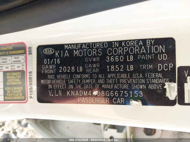 KIA RIO LX 2016 KNADM4A38G6675153 Image 9