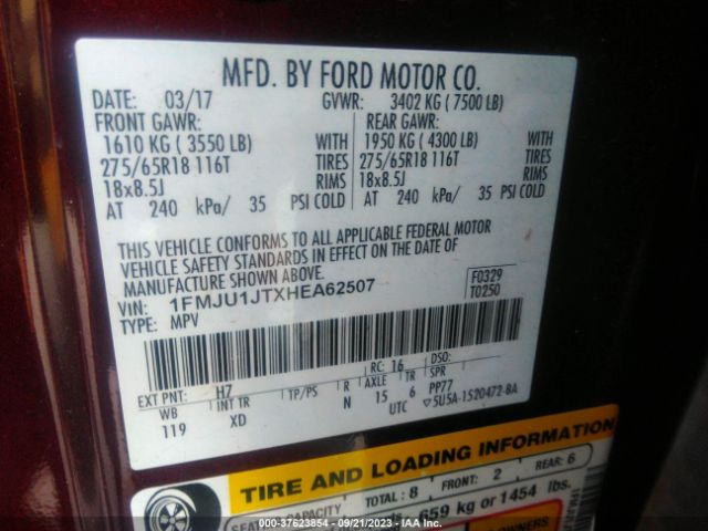 1FMJU1JTXHEA62507 Ford Expedition Xlt/king Ranch